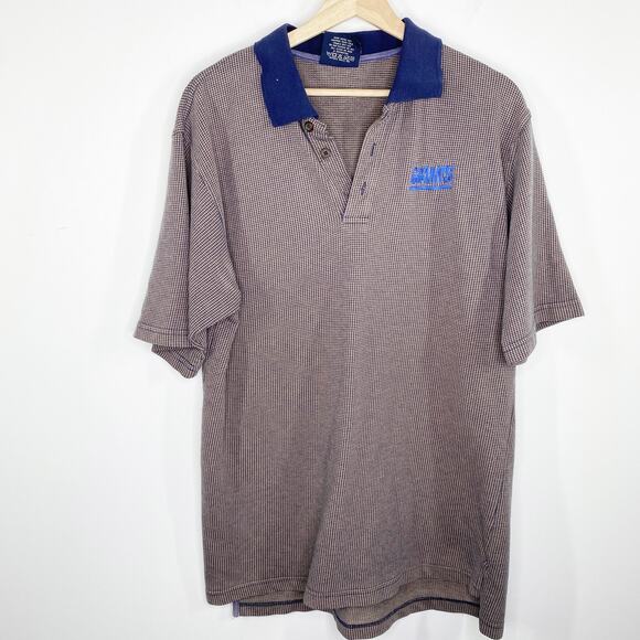 Lee Sport VTG Giants Blue Tan Short Sleeve Polo Shirt Men's Size Large L - Picture 1 of 6